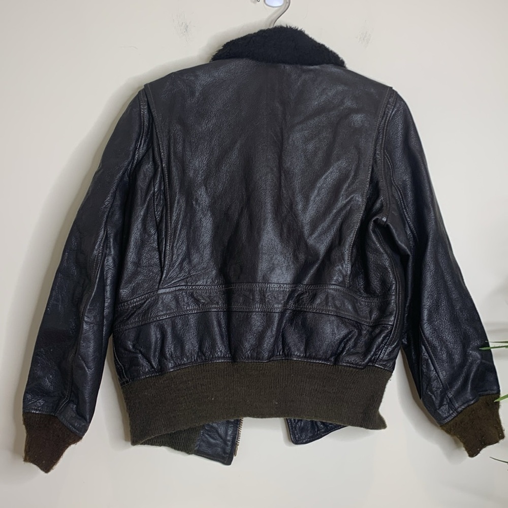 Vintage Brown WW Era G-1 USA Navy Avirex Ltd Bomber Flight Brown Leather Jacket - Picture 7 of 17